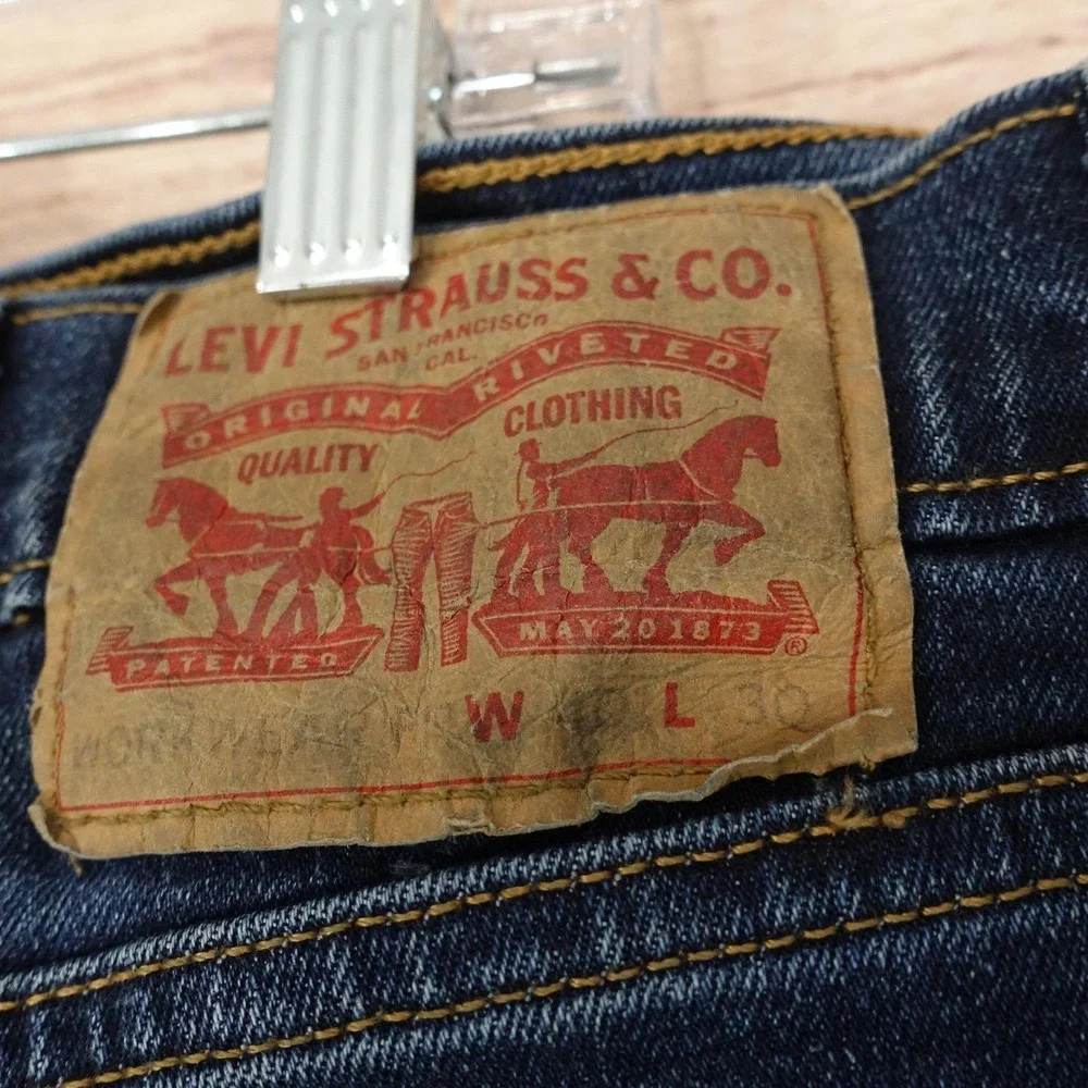 Levis Workwear Jeans Mens 40x30 Blue Medium Wash Regular Straight Stretch Denim
